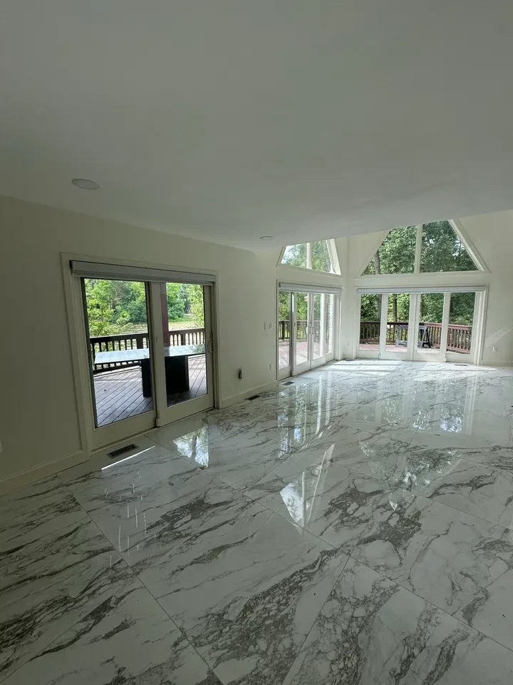 Modern open concept kitchen and living room
